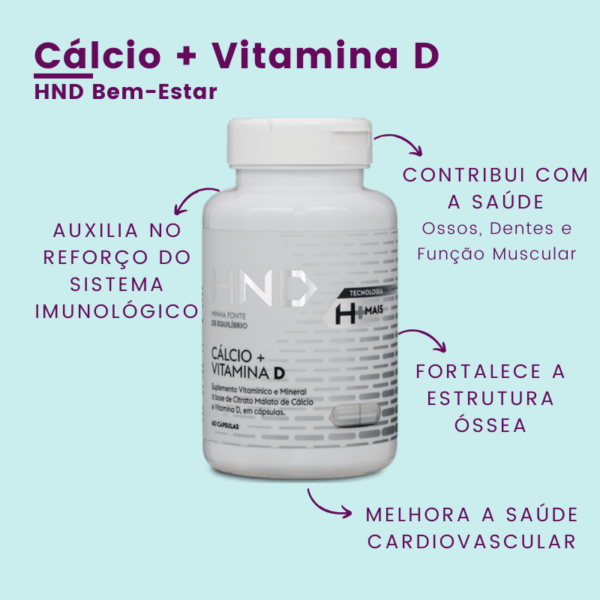 Cálcio + Vitamina D Suplemento Vitamínico HND